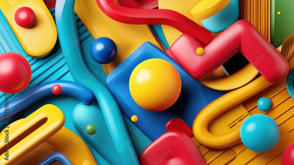 Poster vibrant abstract shapes colorful 3d render design background