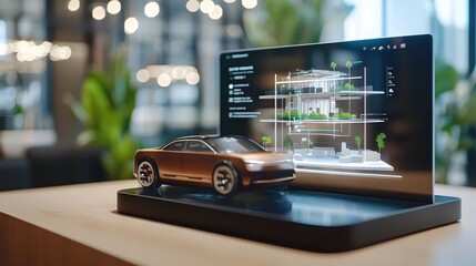 Modern Car Design and Smart Home Architecture Visualization on Display