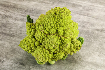 Green raw fresh ripe Romanesco cabbage