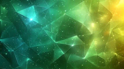 Abstract green-yellow glowing polygon background