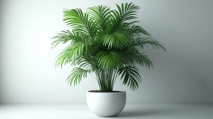 Fototapeta premium Palm Plant in White Pot. Generative AI