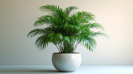 Fototapeta premium Indoor Potted Palm with Soft Light. Generative AI