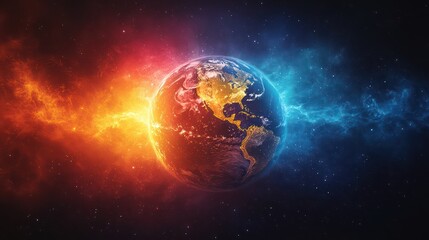 Fiery Cosmic Embrace: Earth in Nebula's Glow