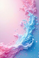 Fototapeta premium A delicate splatter paint effect with soft pink and blue hues creates an ethereal atmosphere, Soft Paint, Serene Scene, Delicate Touch
