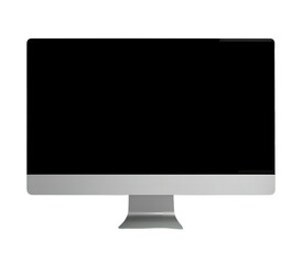 Modern Desktop Computer Monitor with Black Screen on Transparent Background