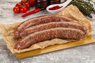 Raw beef and lamb sausages