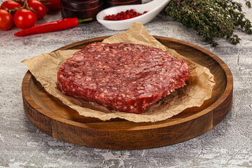 Raw beef burger cutlet for grill
