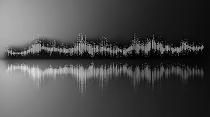Abstract soundwave reflection; digital audio visualization; dark background; website banner