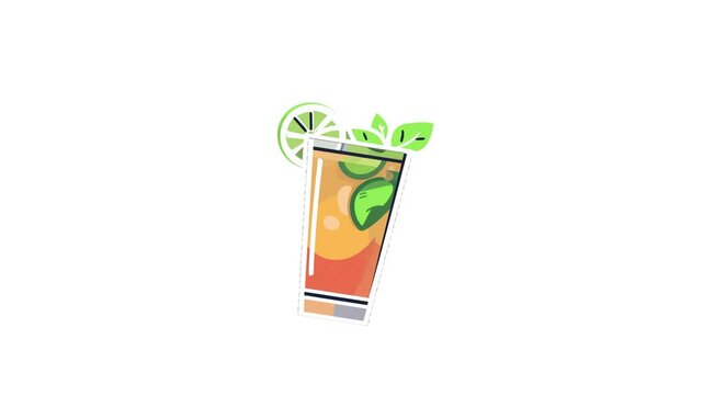 baverage mojito in a glass with green orange decoration ice tea