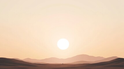 Lone figure sunset desert landscape, travel solitude