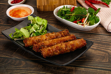 Fried Vietnamese spring roll with special sauce