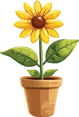 Obraz premium sunflower in a pot on white background,generative ai