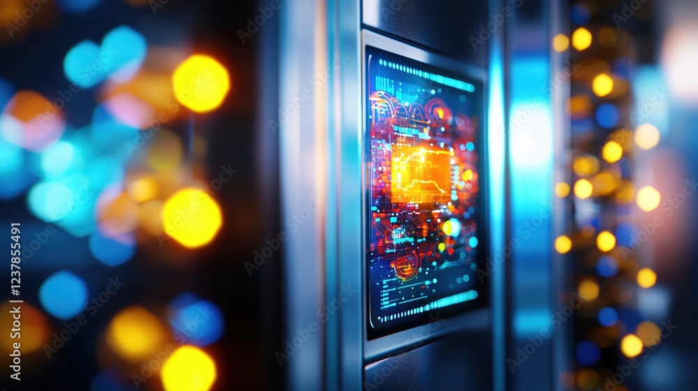 Aufkleber futuristic technology display screen server room data center network