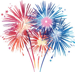 fireworks on the day night on white background,generative ai