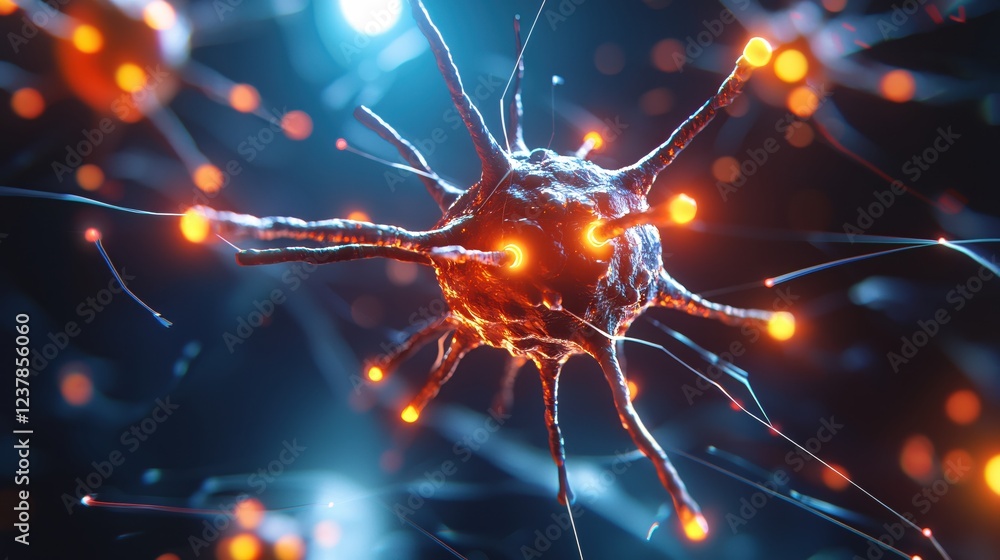 Aufkleber microscopic cellular structure glowing abstract network