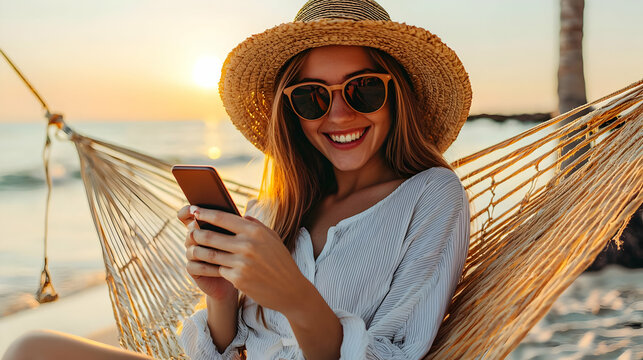 young woman relaxing on hammock