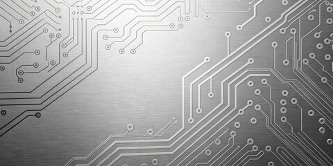 Sleek and modern metallic gray background with intricate circuit board patterns, futurism, connections