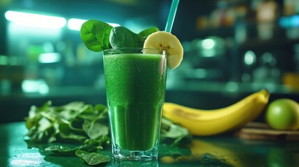 Refreshing Green Smoothie with Banana and Spinach