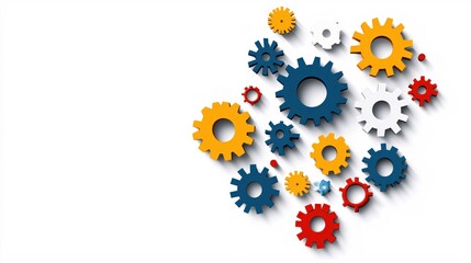 Colorful Interlocking Gears Mechanism Teamwork Concept Design