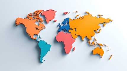 Obraz premium Colorful 3D World Map Global Business Concept International Connectivity