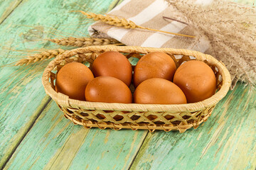 Raw browl chicken egg heap