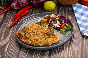 Tasty chicken steak with vegetables