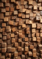 Textured wooden background with scattered blocks, abstract, rustic, vintage, surface, wood