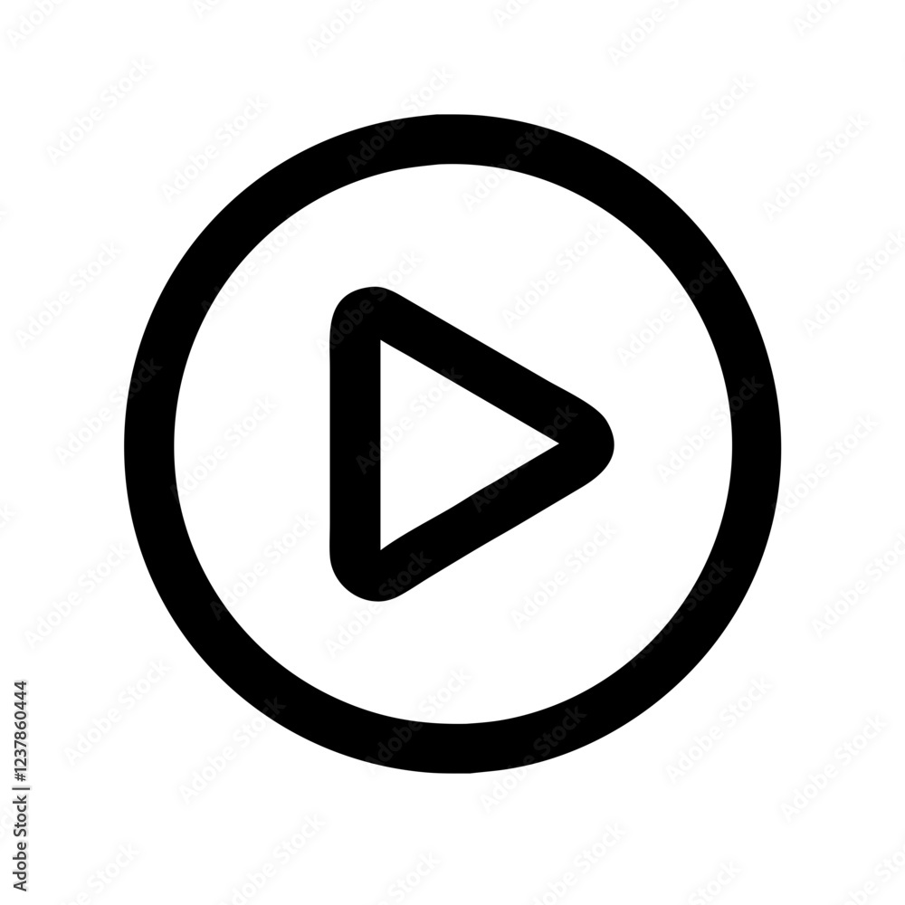 Poster play button icon in a minimalist style on a clear background
