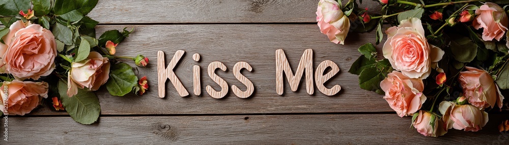 Poster elegant rustic arrangement featuring floral elements and playful text for romantic settings or event