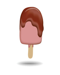 Chocolate Ice Cream Bar Flat Design Dessert Icon on vector design and white background