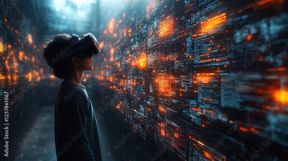 Poster graphic designers creating immersive augmented reality experiences in high tech virtual studio