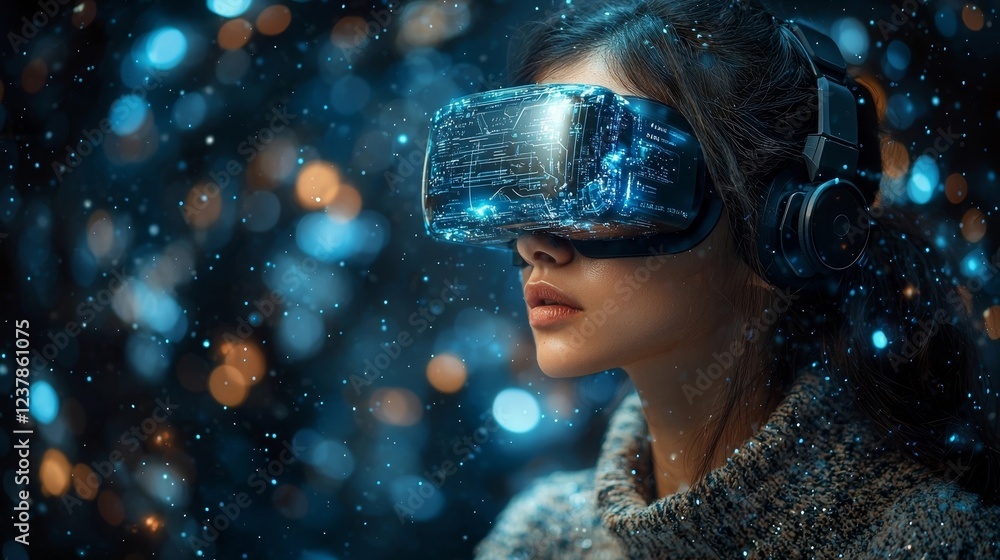 Poster graphic designers creating augmented reality experiences in virtual studio for business concepts