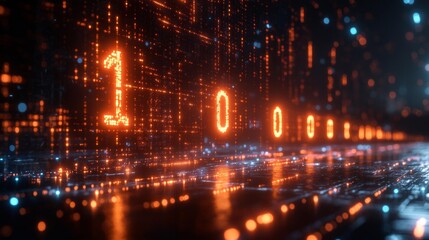 Futuristic digital display of binary data. Generative AI