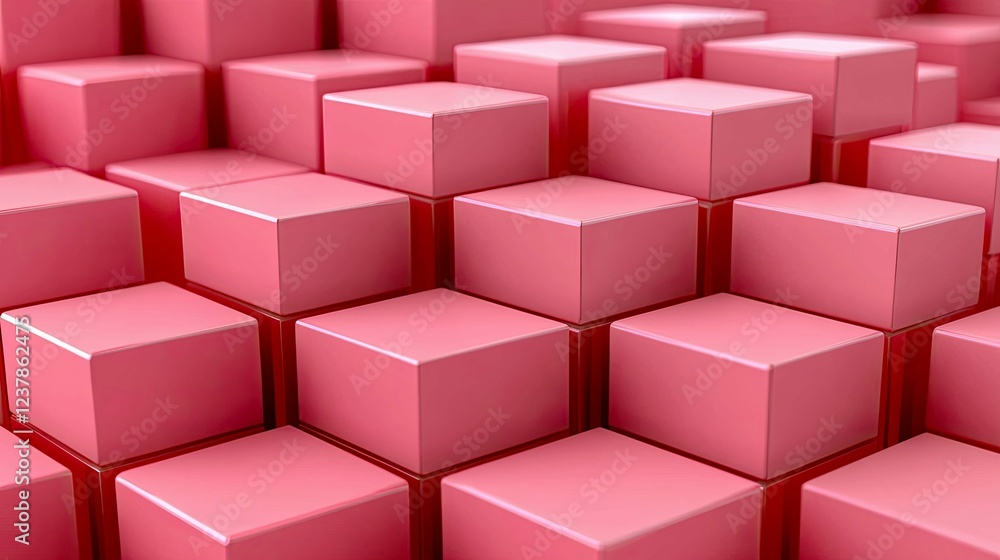 Poster pink cube abstract background texture: geometric shapes, 3d rendering, minimalist design