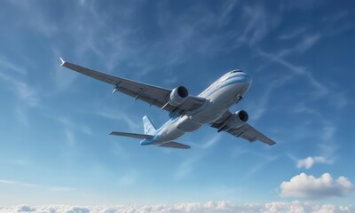 Obraz premium The airplane glides smoothly over the vast expanse of clear blue sky with not a single cloud in sight, cloudless, aircraft