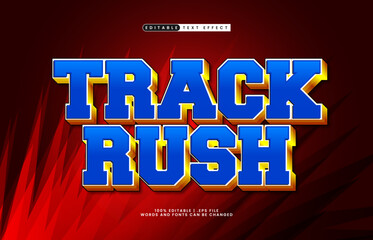 track rush editable text effect with a speed and cartoon text style