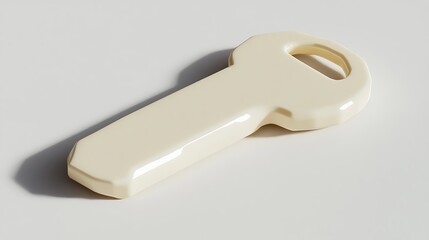 Ivory-colored minimalist key with smooth finish, on bright white