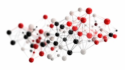 Abstract Network Connection Red Black White Spheres