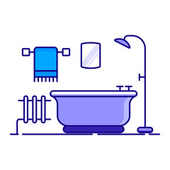 Bathroom Icon, Modern Bath Space, Home Hygiene and Sanitation Symbol