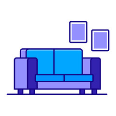 Sofa Icon, Comfortable Living Room Furniture, Home Interior Symbol