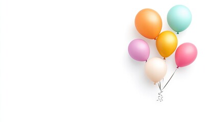 Colorful balloons of various shades floating against a clean white background, ideal for celebrations