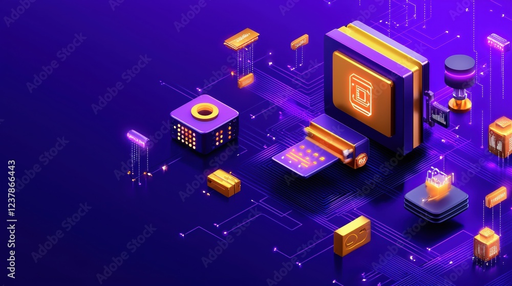 Fototapete Abstract Digital Technology Data Network Circuit Board Design