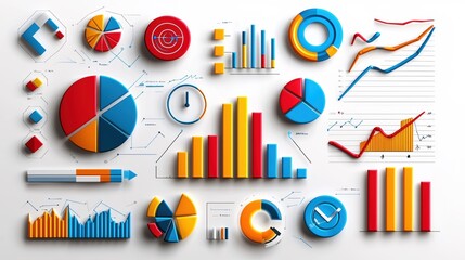 Colorful 3D Charts Graphs Data Business Analytics Report