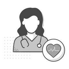 Female Doctor Icon, Healthcare Professional, Medical Consultation Symbol. Editable Stroke and colors.