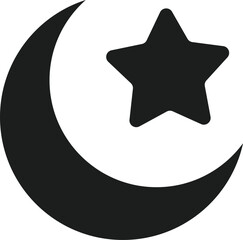 Crescent Moon and Star Silhouette Vector - Minimalist Night Sky Icon