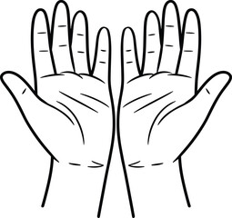 Obraz premium Muslim Prayer Hands Line Art Vector Illustration - Minimalist Gesture Design