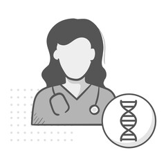 Doctor with DNA Icon, Genetic Research, Biotechnology and Medical Science Symbol