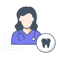 Dentist Icon, Dental Health and Oral Care, Dentistry Medical Professional Symbol