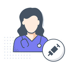 Doctor with Syringe Icon, Vaccination and Immunization, Medical Injection Symbol