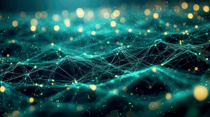 Abstract Network: Digital Connections, Data Flow, and Cyber Space Visualization